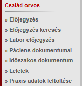 27. ábra Családorvos menü